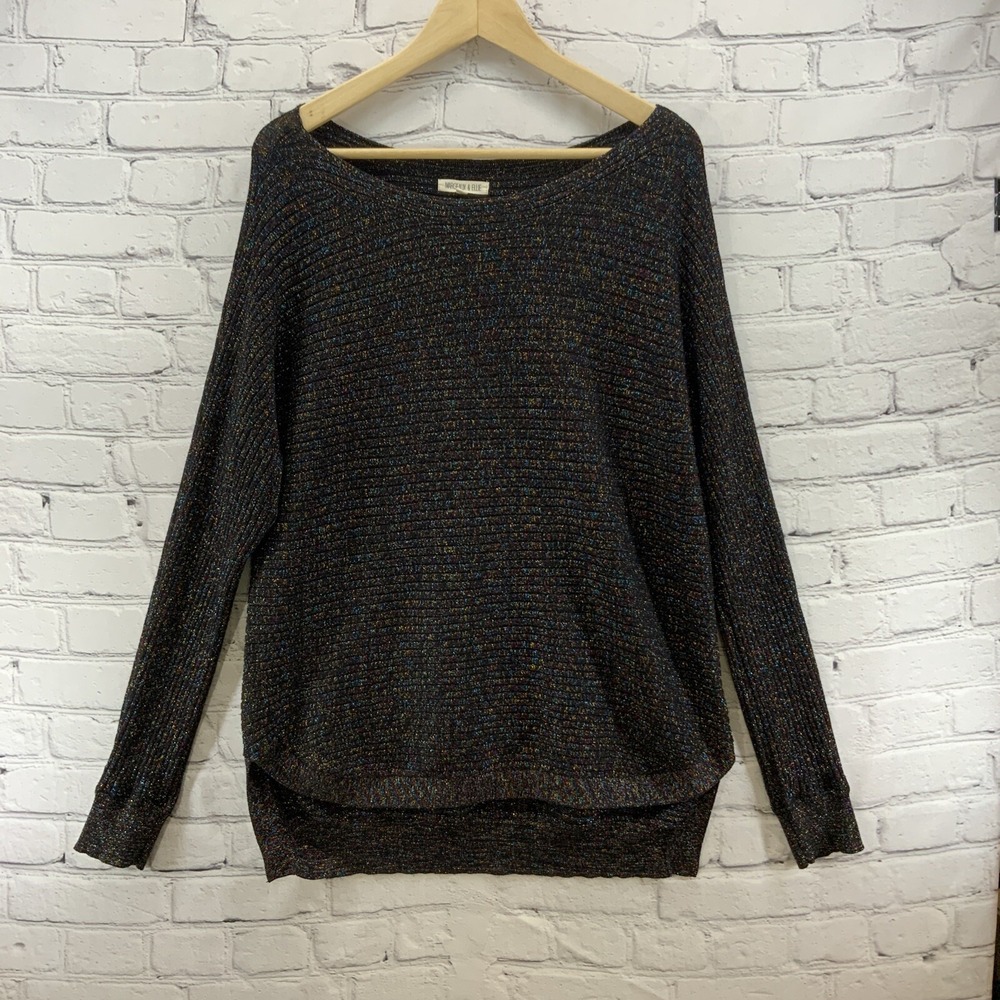Margeaux‎ And Ellie Sweater Womens Sz M Pullover Black Multicolor Metallic
